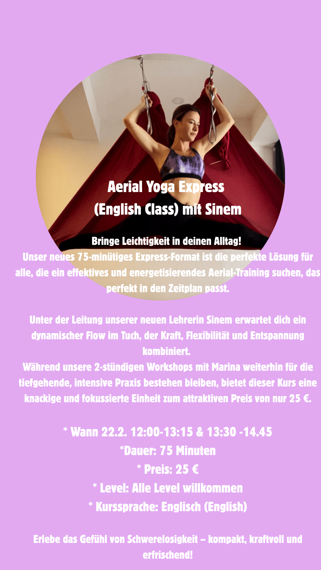 Aerial Yoga Express mit Sinem (English Class)
